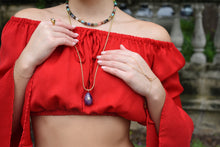 Load image into Gallery viewer, Gemma gold-plated necklace with purple amethyst drop pendant