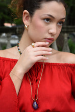 Load image into Gallery viewer, Gemma gold-plated necklace with purple amethyst drop pendant