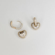 Load image into Gallery viewer, Pave Heart Charm Hoop Earrings