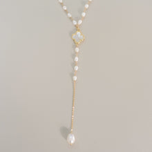 Load image into Gallery viewer, Mother of Pearl Clover Lariat Necklace
