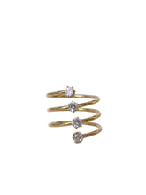 Load image into Gallery viewer, Aurelia gold-plated adjustable spiral ring with four clear crystals