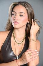 Load image into Gallery viewer, Estelle gold-plated beaded necklace with graduated clear crystal drops