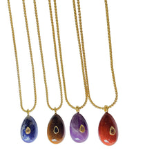 Load image into Gallery viewer, Gemma gold-plated necklace with blue lapis lazuli drop pendant