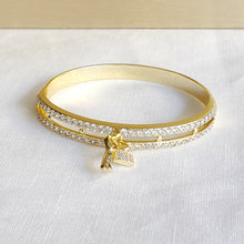 Load image into Gallery viewer, Pave Lock and Key Bangle Bracelet

