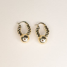 Load image into Gallery viewer, Single Gold Bead Hoop Earrings
