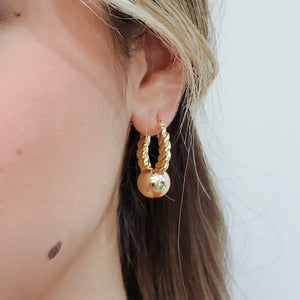 Single Gold Bead Hoop Earrings