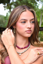 Load image into Gallery viewer, Amara gold-plated tassel earrings with clear teardrop cubic zirconia and delicate crystal chain drops.
