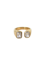 Load image into Gallery viewer, Vera gold-plated adjustable double rectangular crystal ring.
