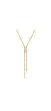 Load image into Gallery viewer, Solana gold-plated beaded lariat necklace with clear crystals and two cascading strands

