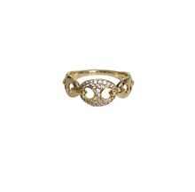 Load image into Gallery viewer, Gold-plated Amara Crystal Ring featuring a round clear cubic zirconia centerpiece.
