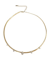 Load image into Gallery viewer, Aurora gold-tone stainless-steel collar necklace with five clear teardrop cubic zirconia stones
