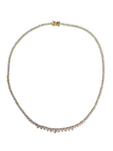 Load image into Gallery viewer, Celeste gold-plated tennis necklace with graduated clear teardrop-shaped cubic zirconia stones
