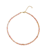 Load image into Gallery viewer, Sugar Bloom pastel agate beaded necklace with gold accents
