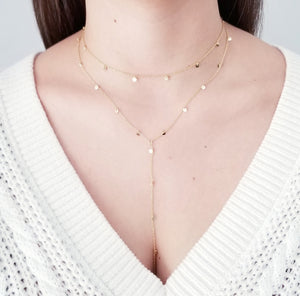 Gold Coin Choker and Lariat Necklace.