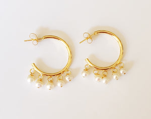 Dangle Pearls Hoop Earrings