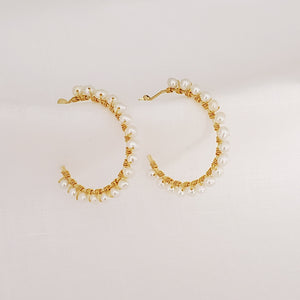 Open Hoop Earrings with Pearls