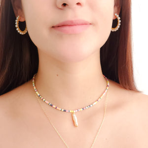 Hoop earrings woven freshwater pearls