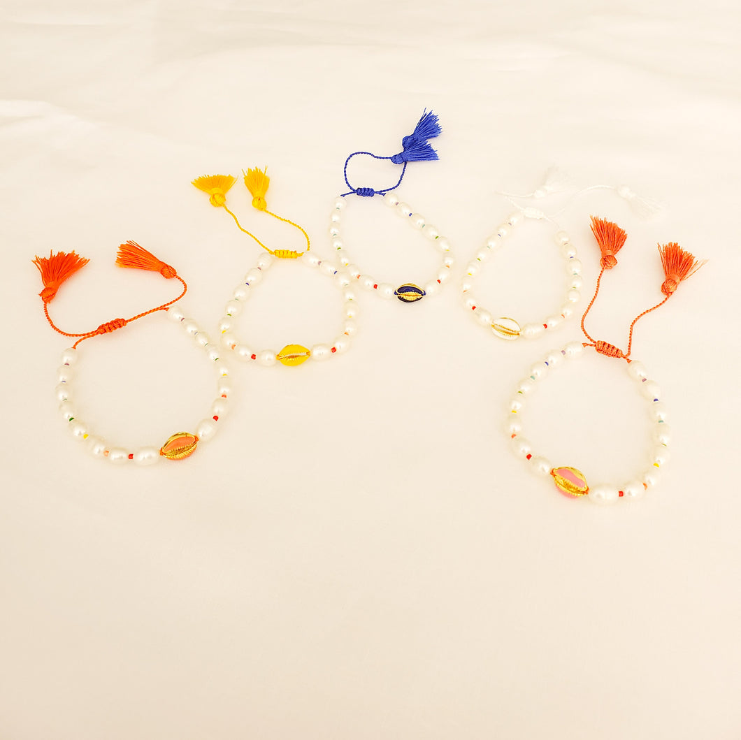 Pearls and Seashell Bracelets