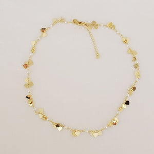 Pearls and Mini Gold Charms Choker/Necklace