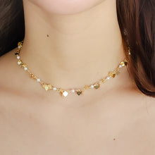 Load image into Gallery viewer, Pearls and Mini Gold Charms Choker/Necklace

