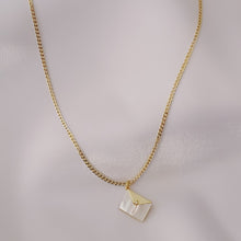 Load image into Gallery viewer, Mother of Pearl Envelope Charm Necklace
