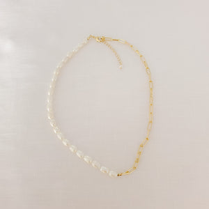 Paperclip/Pearls Necklace