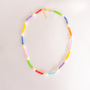 Multi Color Beads and Pearls Necklace