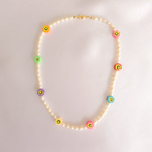 Freshwater Pearls And Smiley Flower Necklace