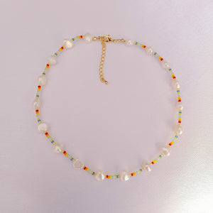 Rainbow Beads and Pearls Necklace