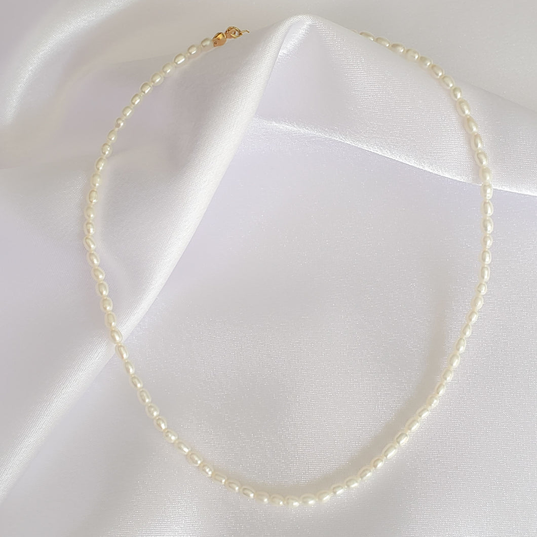 3 MM Rice Freshwater Pearl Necklace