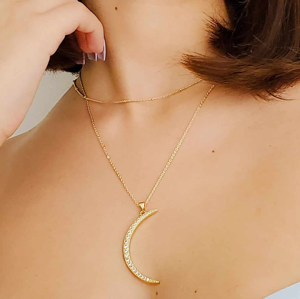 Large Crescent Moon Necklace