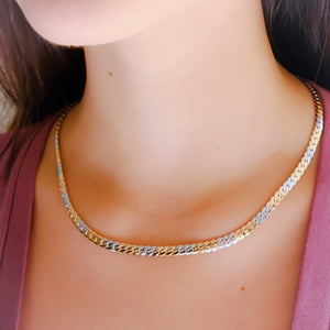 Two Tone Cuban Curb Necklace