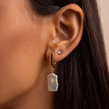 Load image into Gallery viewer, Modern Pearl Hoop Earrings
