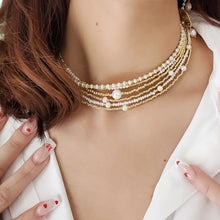 Load image into Gallery viewer, Pearls and Gold Beads Choker
