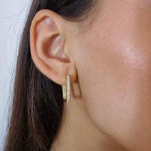 Load image into Gallery viewer, Skinny Pave Rectangular Hoops
